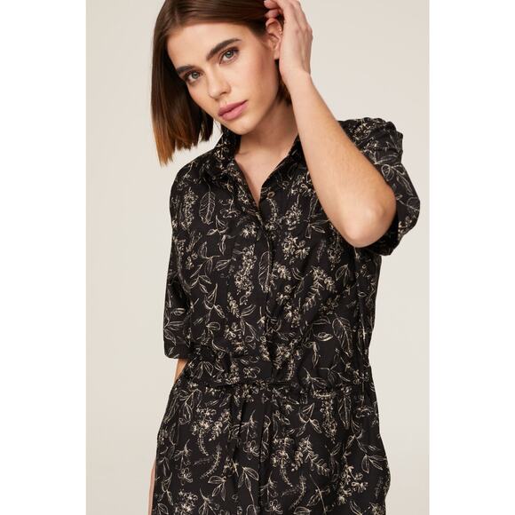 Thakoon Black Floral Printed Utility Wide Leg Jumpsuit Size L - Picture 5 of 16